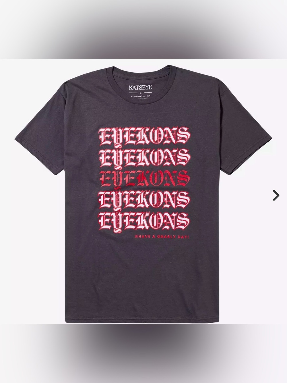 Hot Topic Black Short-Sleeve Tee with Red Gothic Text